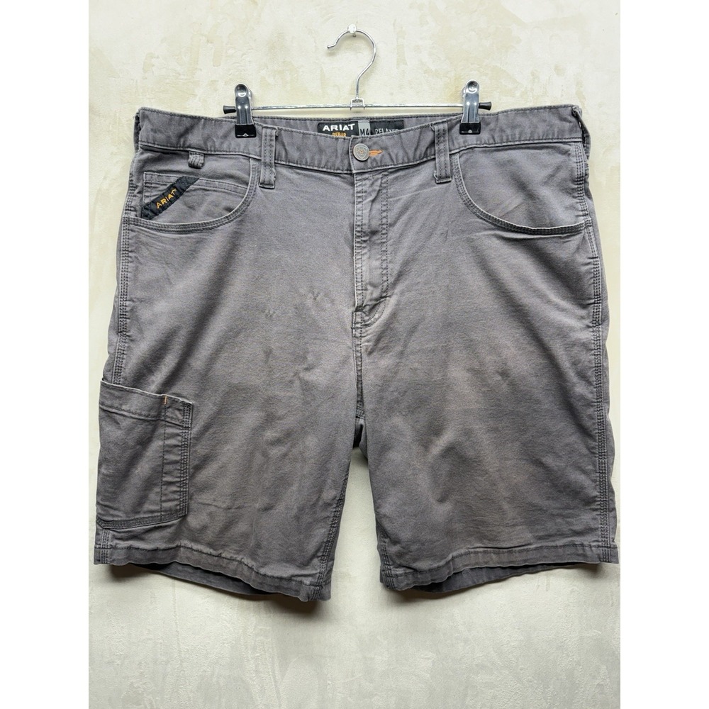 Ariat Rebar M4 Shorts Mens 38 Gray Relaxed DuraStretch Work Utility Carpenter